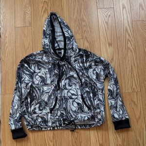 Victoria's Secret Sport Black and White Marble Patterned Mesh Hoodie